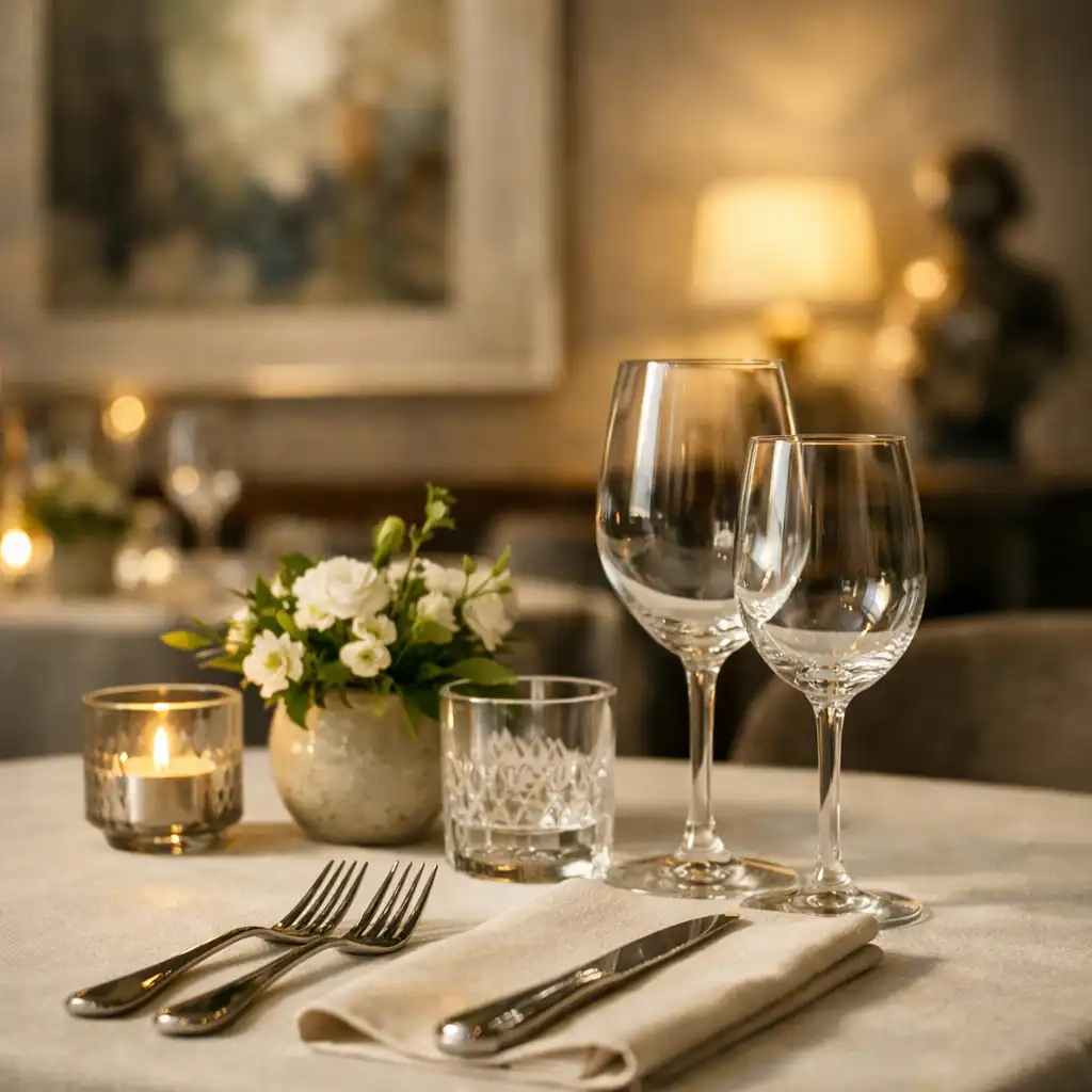 Table dressée avec élégance dans le restaurant